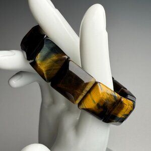 Bold Blue & Gold Tiger’s Eye Bracelet | Natural Stone Statement Piece